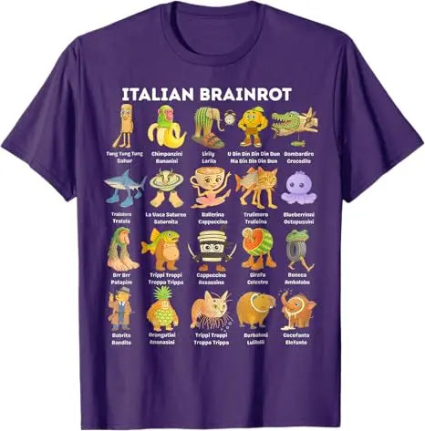 Italian Brainrot Meme Funny All Brainrot Animals Humor T-Shirt Cartoon Y2k Comics Saying Tee Boys Fashion Short Sleeve Blouses