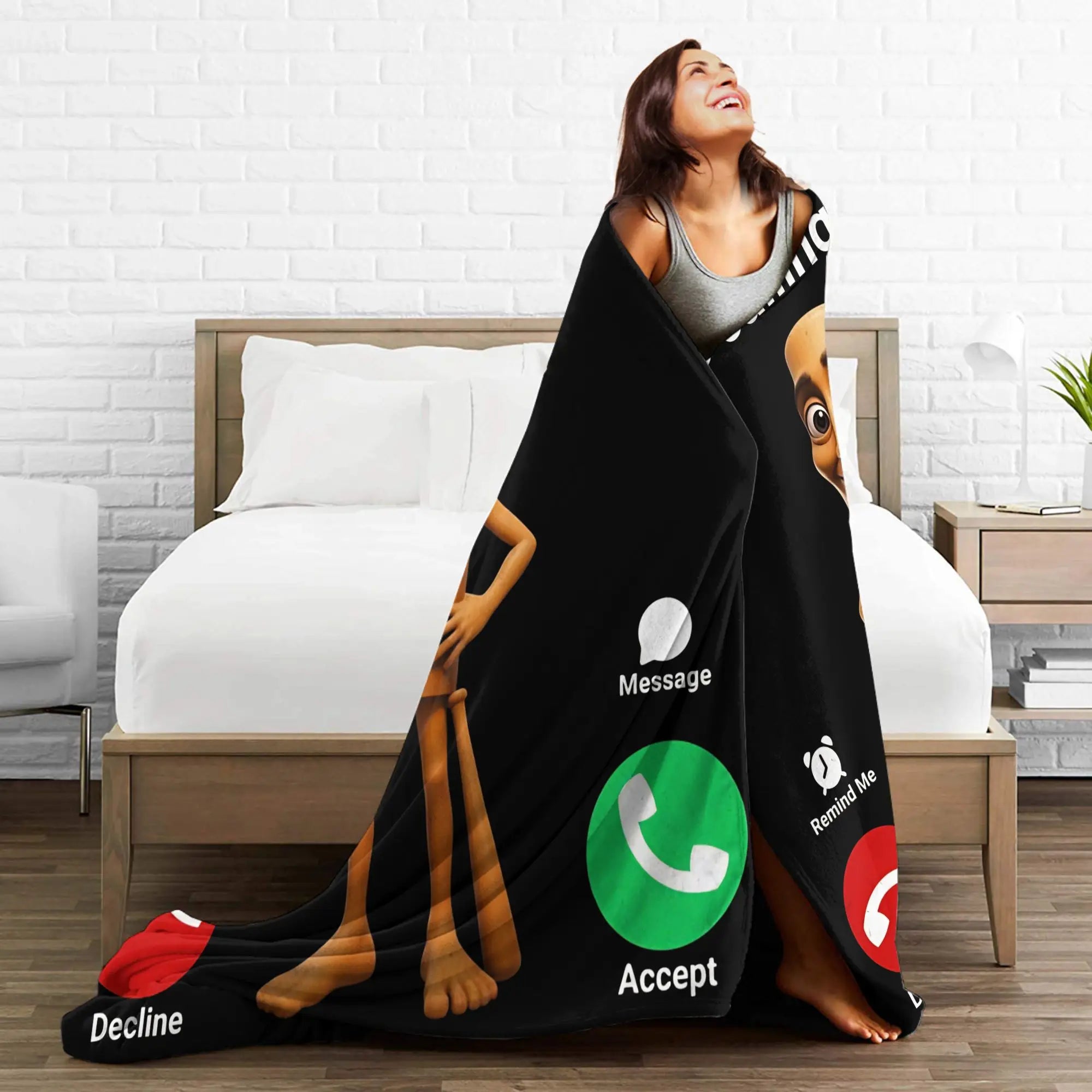 Tung Sahur Is Calling Funny Fishing Brainrot Meme Blanket Warm Plush Throw Blanket For Students Bed Flannel Bedspread Bed Cover