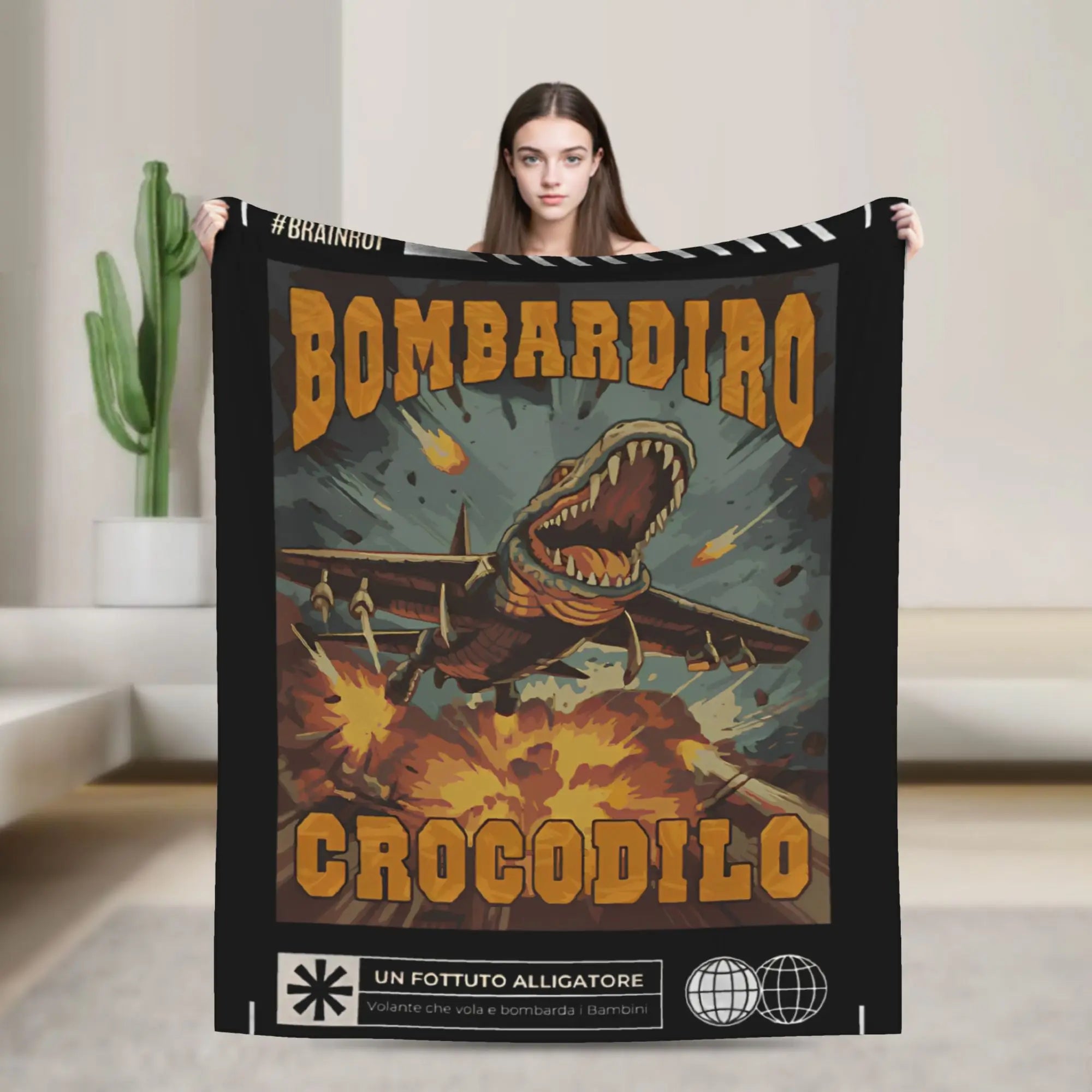 Italian Brainrot Meme Characters Design Blanket  Fuzzy Funny Breathable Throw Blanket for Bed Sofa Textile Decor