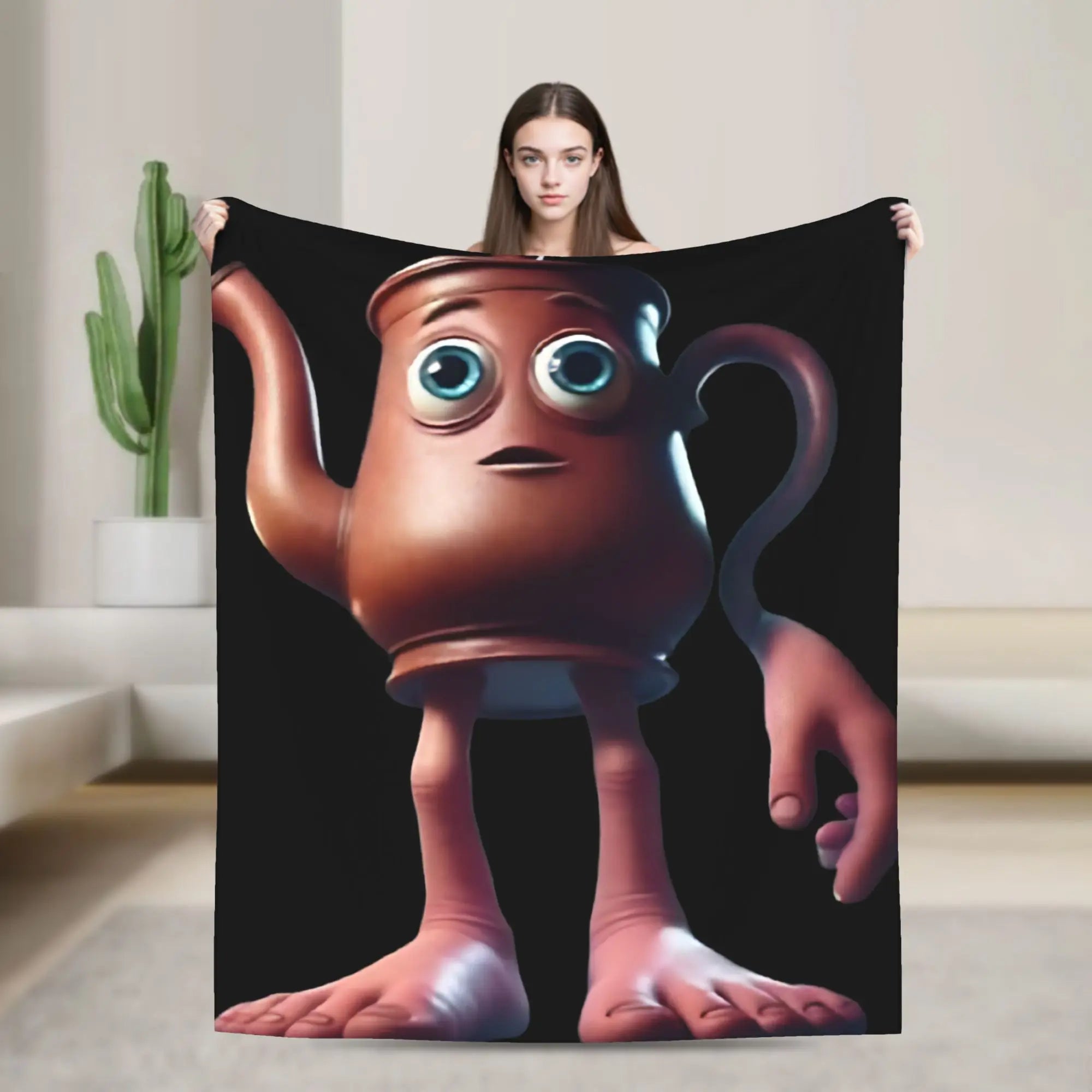 Tung Sahur Is Calling Funny Fishing Brainrot Meme Blanket Warm Plush Throw Blanket For Students Bed Flannel Bedspread Bed Cover