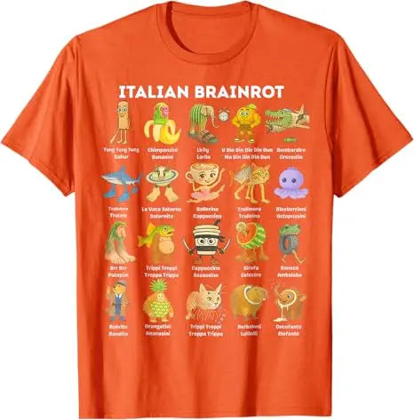 Italian Brainrot Meme Funny All Brainrot Animals Humor T-Shirt Cartoon Y2k Comics Saying Tee Boys Fashion Short Sleeve Blouses