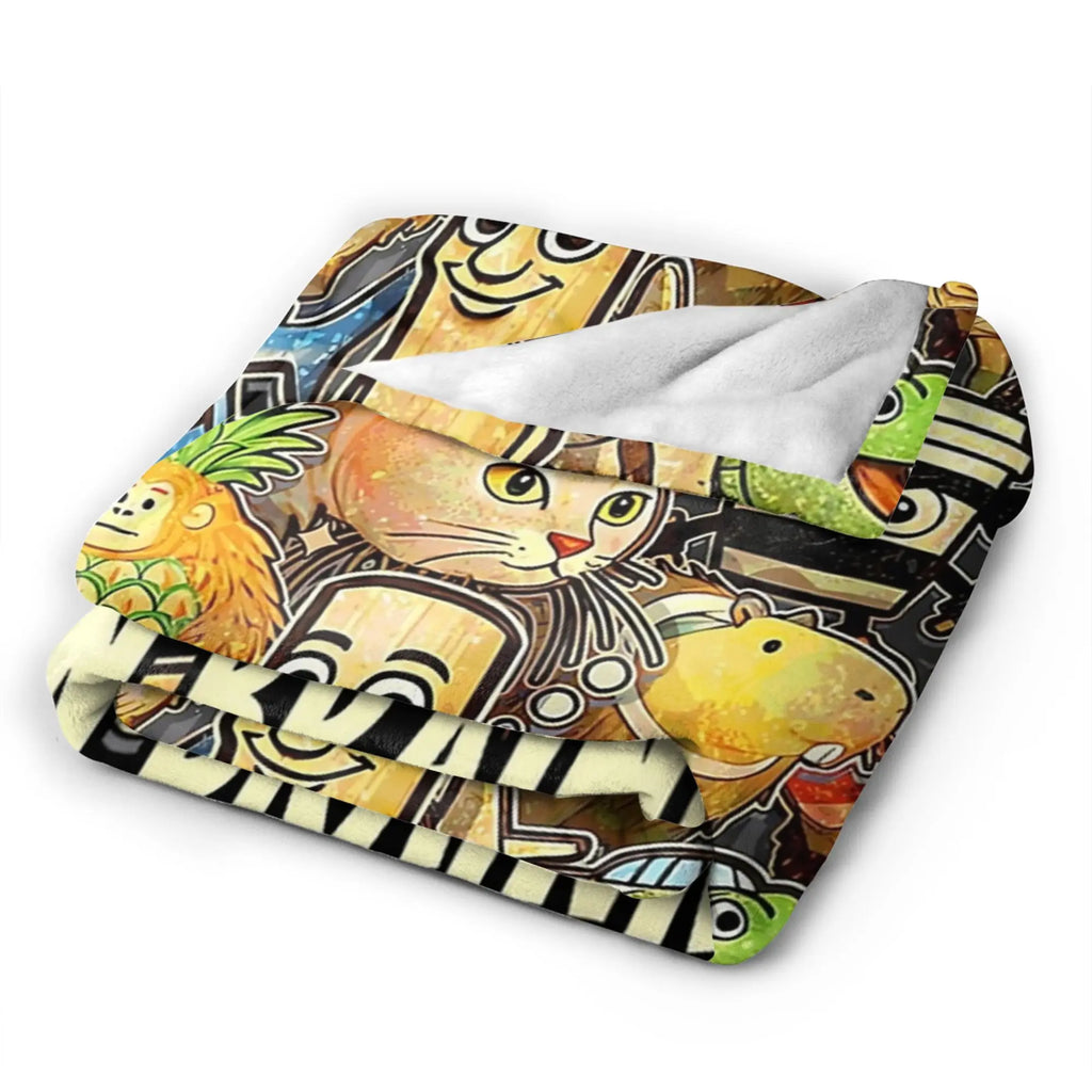 Italian Brainrot Meme Characters Design Blanket  Fuzzy Funny Breathable Throw Blanket for Bed Sofa Textile Decor