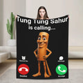 Tung Sahur Is Calling Funny Fishing Brainrot Meme Blanket Warm Plush Throw Blanket For Students Bed Flannel Bedspread Bed Cover