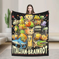 Italian Brainrot Meme Characters Design Blanket  Fuzzy Funny Breathable Throw Blanket for Bed Sofa Textile Decor