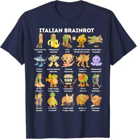 Italian Brainrot Meme Funny All Brainrot Animals Humor T-Shirt Cartoon Y2k Comics Saying Tee Boys Fashion Short Sleeve Blouses