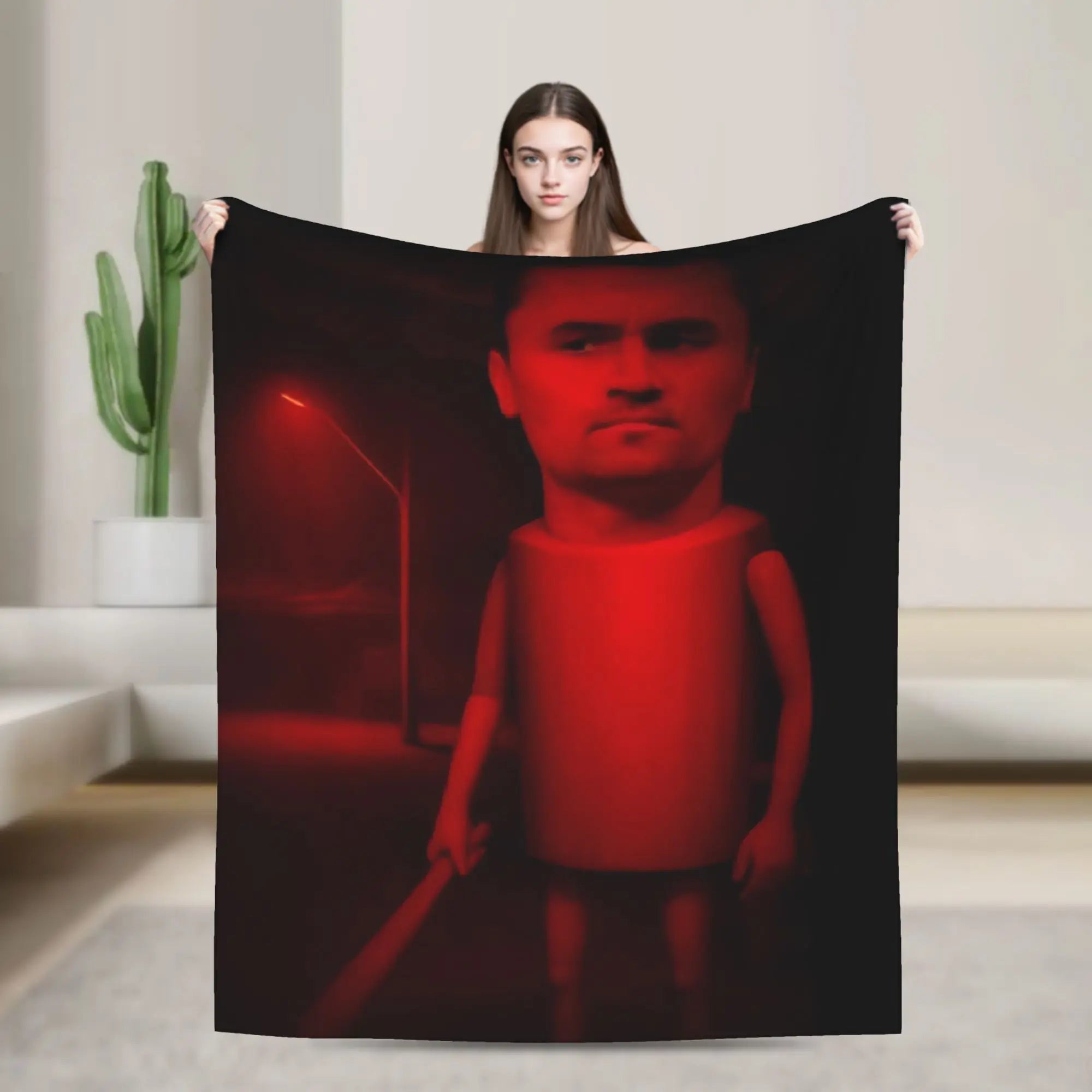 Tung Sahur Is Calling Funny Fishing Brainrot Meme Blanket Warm Plush Throw Blanket For Students Bed Flannel Bedspread Bed Cover