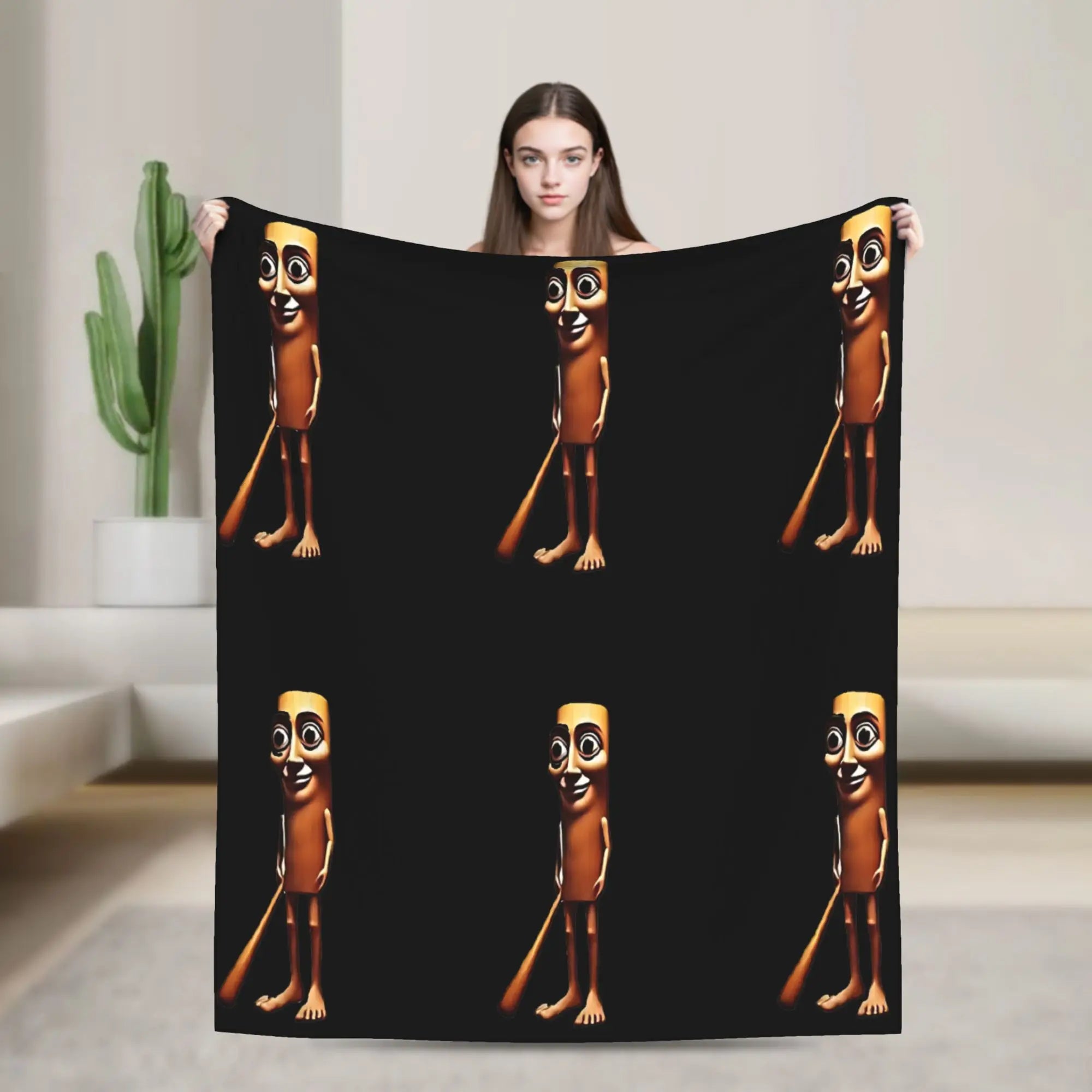 Tung Sahur Is Calling Funny Fishing Brainrot Meme Blanket Warm Plush Throw Blanket For Students Bed Flannel Bedspread Bed Cover