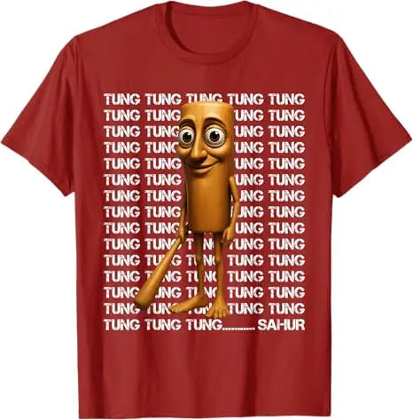 Tung Tung Tung Sahur Funny Italian Brainrot Meme Boys Kids T-Shirt Humor AI Y2k Design Graphic Outfit Short Sleeve Blouses Tees