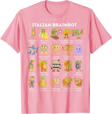 Italian Brainrot Meme Funny All Brainrot Animals Humor T-Shirt Cartoon Y2k Comics Saying Tee Boys Fashion Short Sleeve Blouses