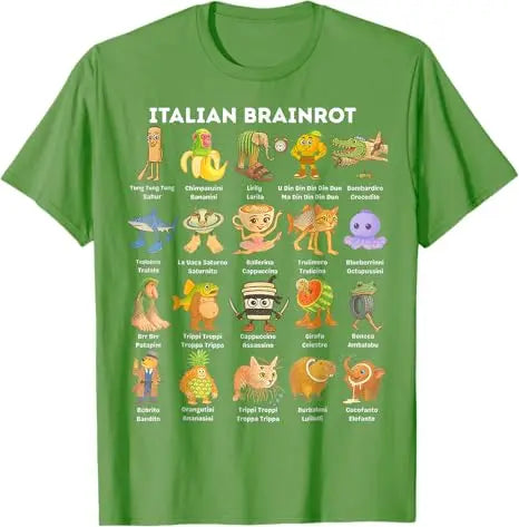 Italian Brainrot Meme Funny All Brainrot Animals Humor T-Shirt Cartoon Y2k Comics Saying Tee Boys Fashion Short Sleeve Blouses