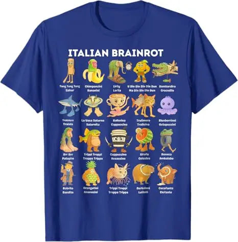 Italian Brainrot Meme Funny All Brainrot Animals Humor T-Shirt Cartoon Y2k Comics Saying Tee Boys Fashion Short Sleeve Blouses