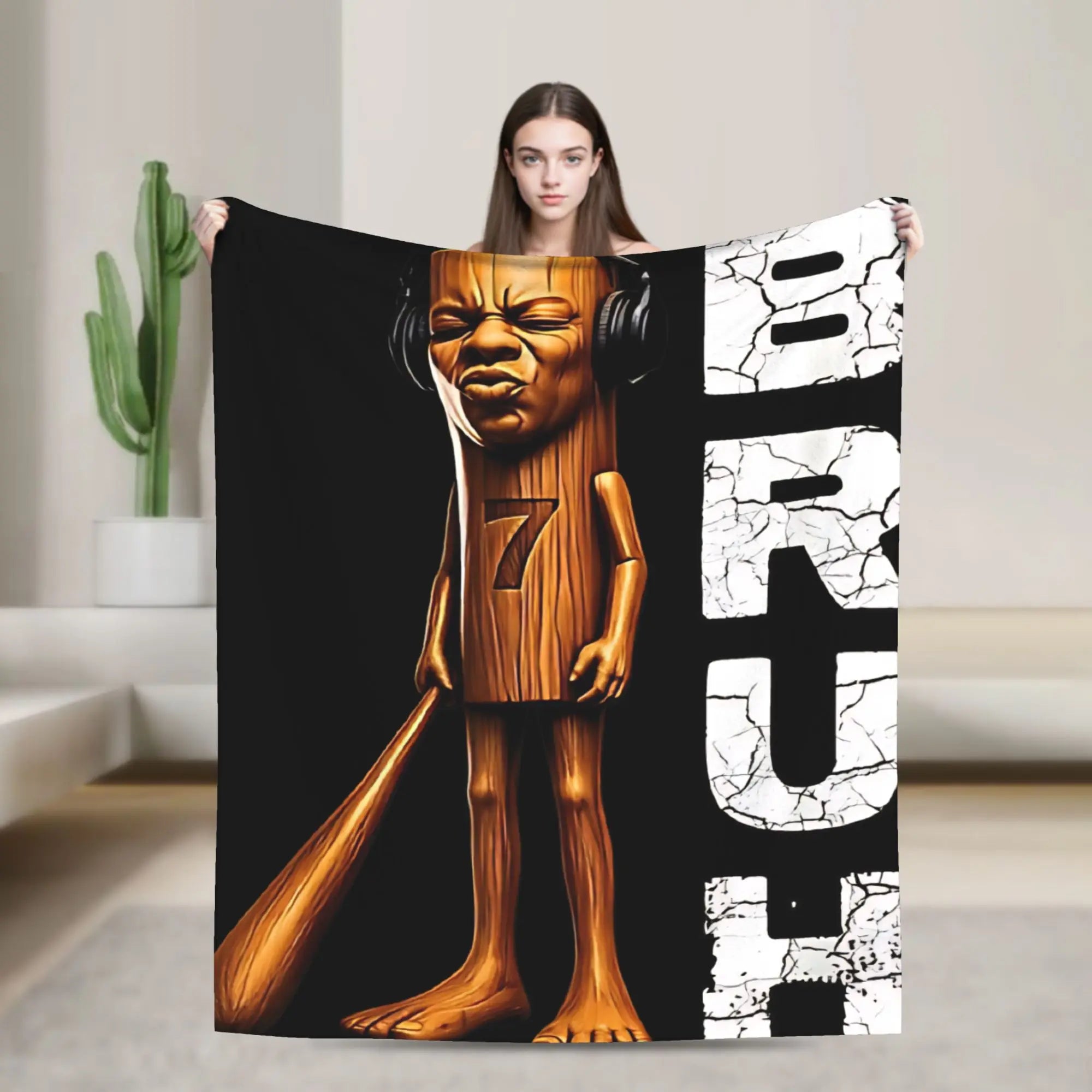 Tung Sahur Is Calling Funny Fishing Brainrot Meme Blanket Warm Plush Throw Blanket For Students Bed Flannel Bedspread Bed Cover