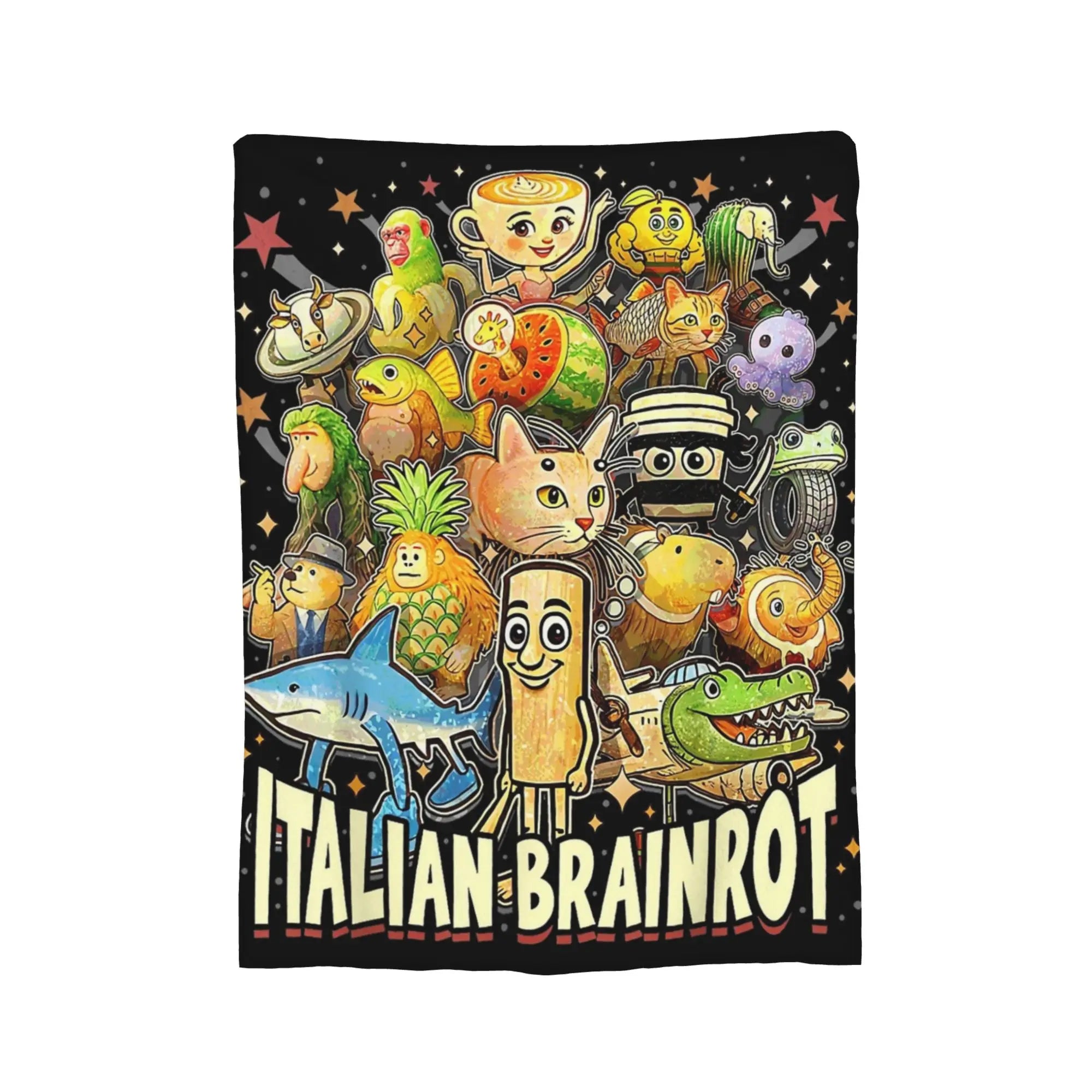 Italian Brainrot Meme Characters Design Blanket  Fuzzy Funny Breathable Throw Blanket for Bed Sofa Textile Decor